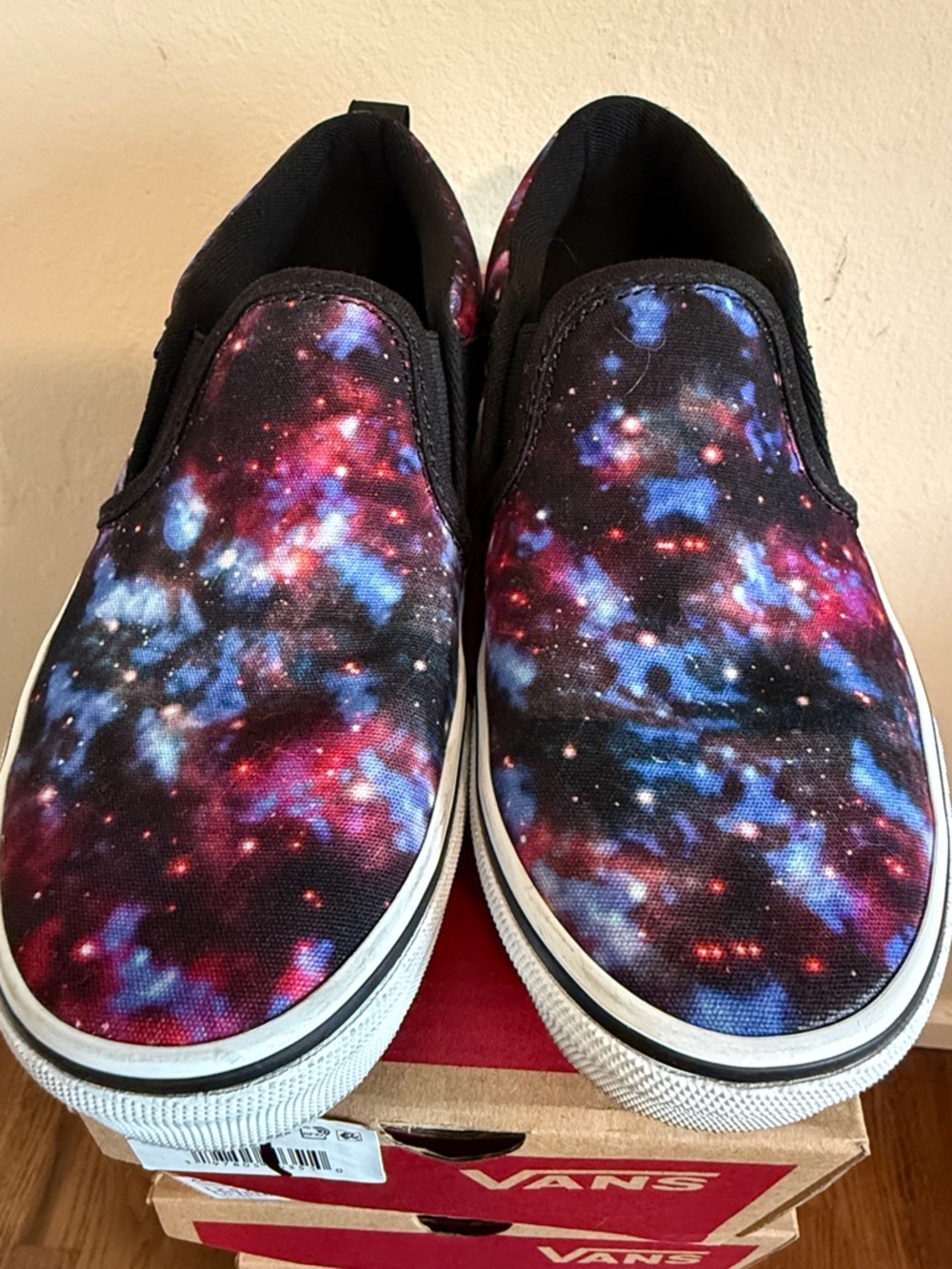 Vans Galaxy Print Slip-On Sneakers in Blue and Purple